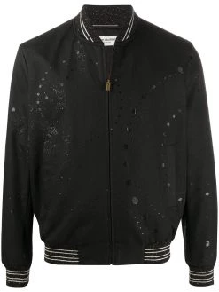Saint Laurent paint splatter bomber jacket