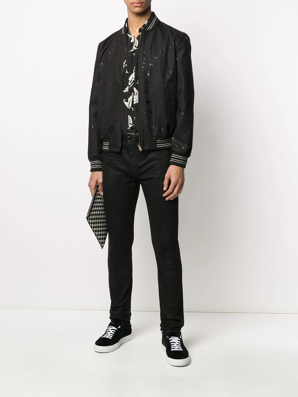 Saint Laurent paint splatter bomber jacket