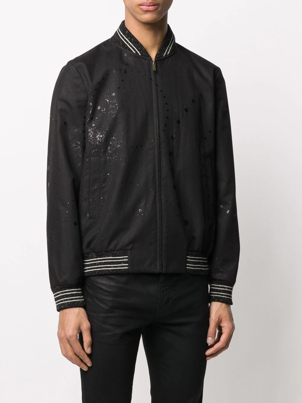 Saint Laurent paint splatter bomber jacket