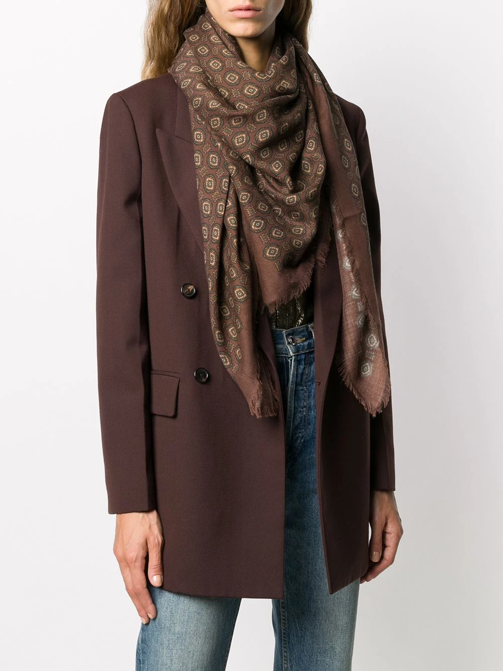 Saint Laurent large vintage-motif shawl