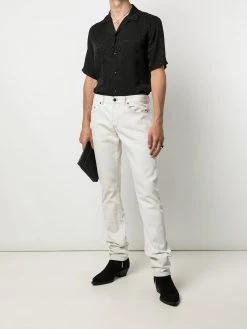 Saint Laurent Shark-collar leopard pattern shirt