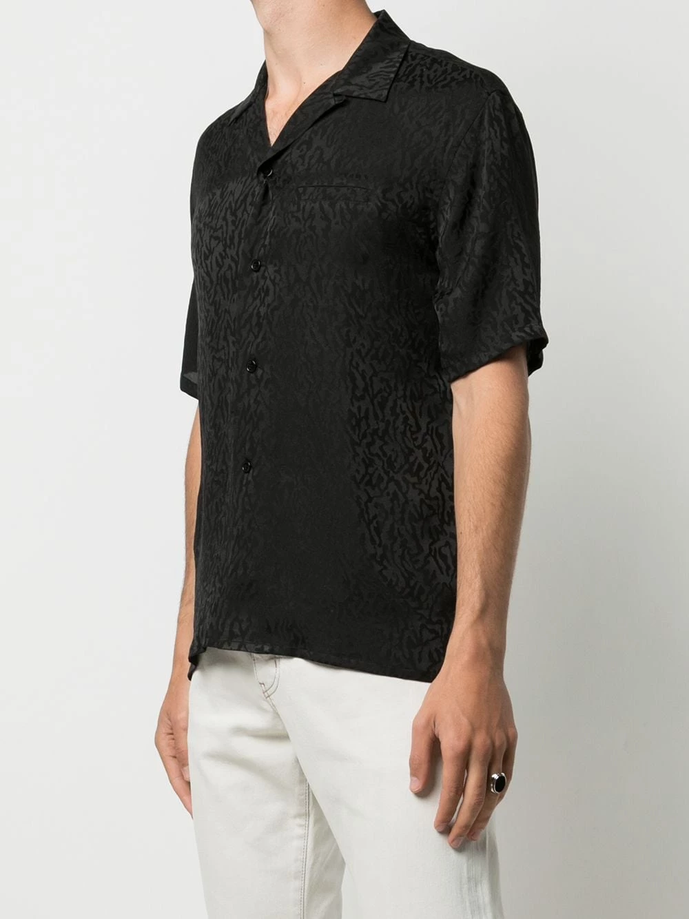 Saint Laurent Shark-collar leopard pattern shirt
