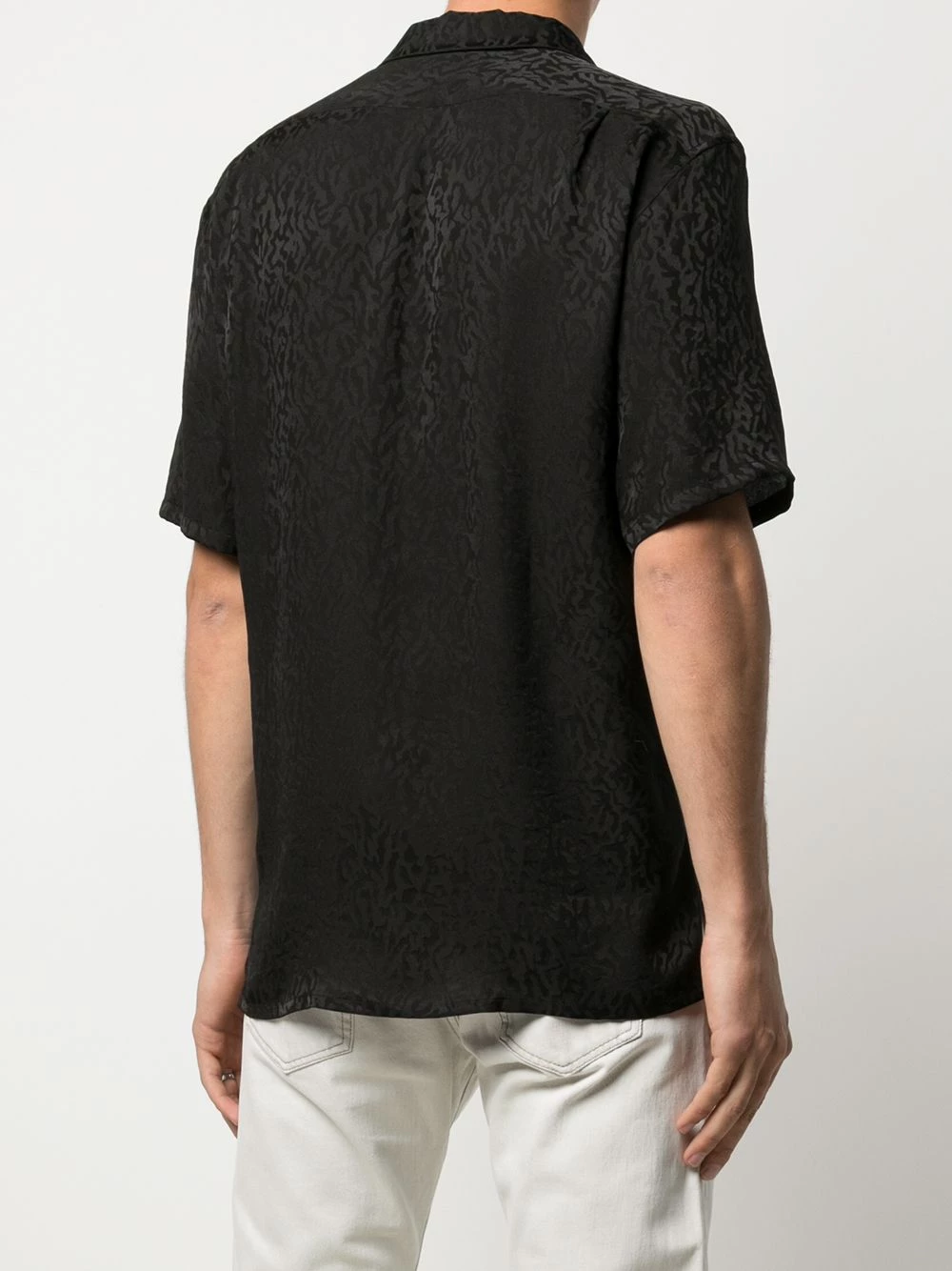 Saint Laurent Shark-collar leopard pattern shirt
