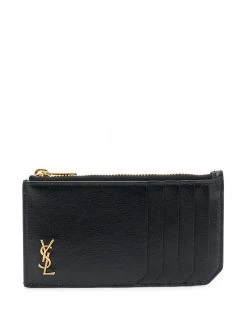 Saint Laurent logo plaque zipped cardholder