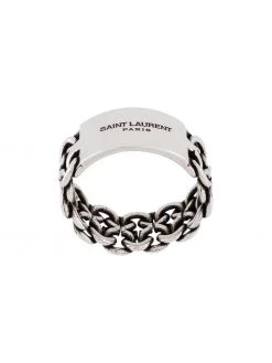 Saint Laurent engraved chain-detail ring