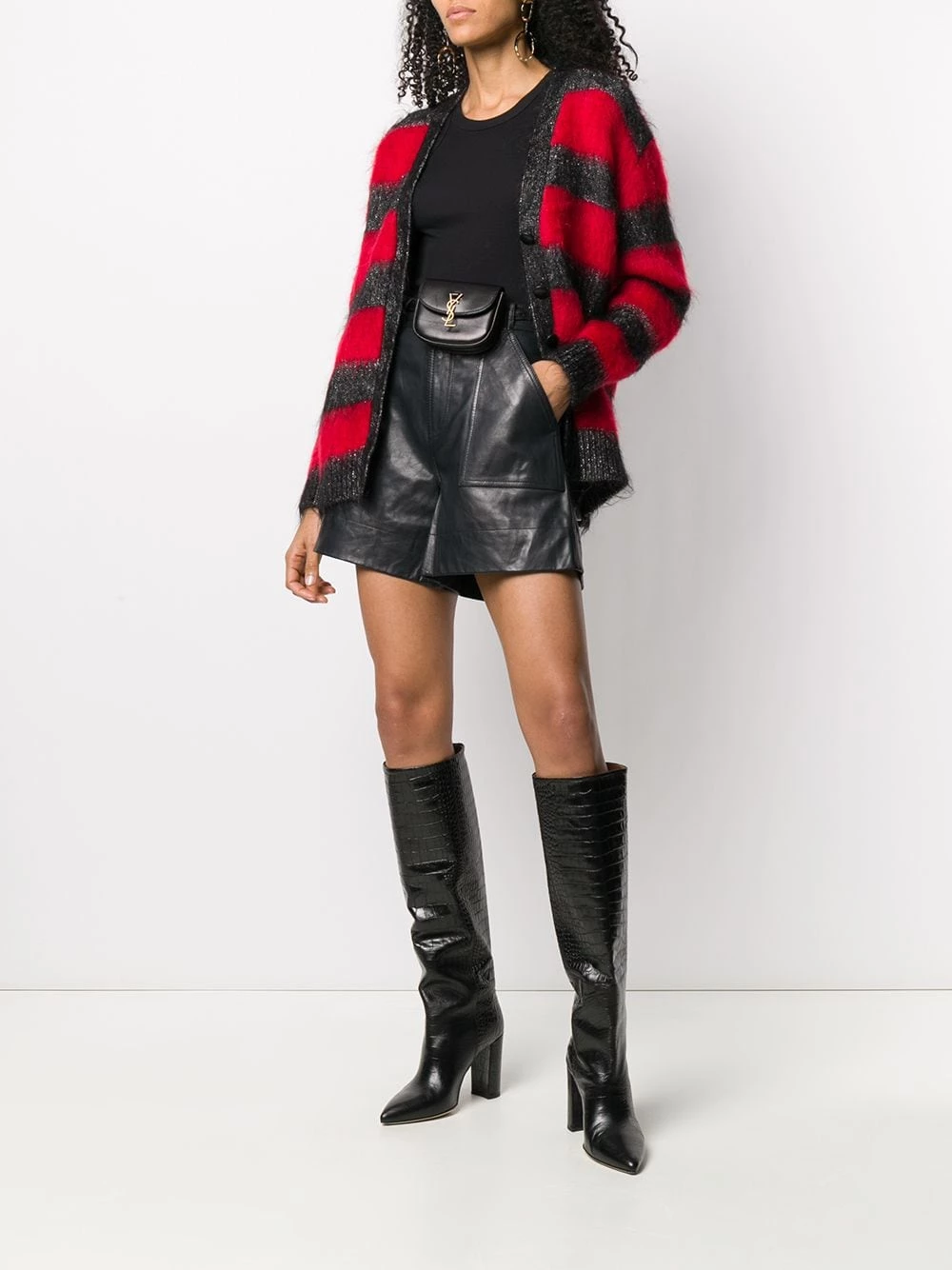 Saint Laurent striped lurex detail cardigan