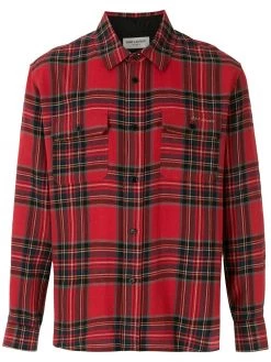 Saint Laurent check print button-up shirt