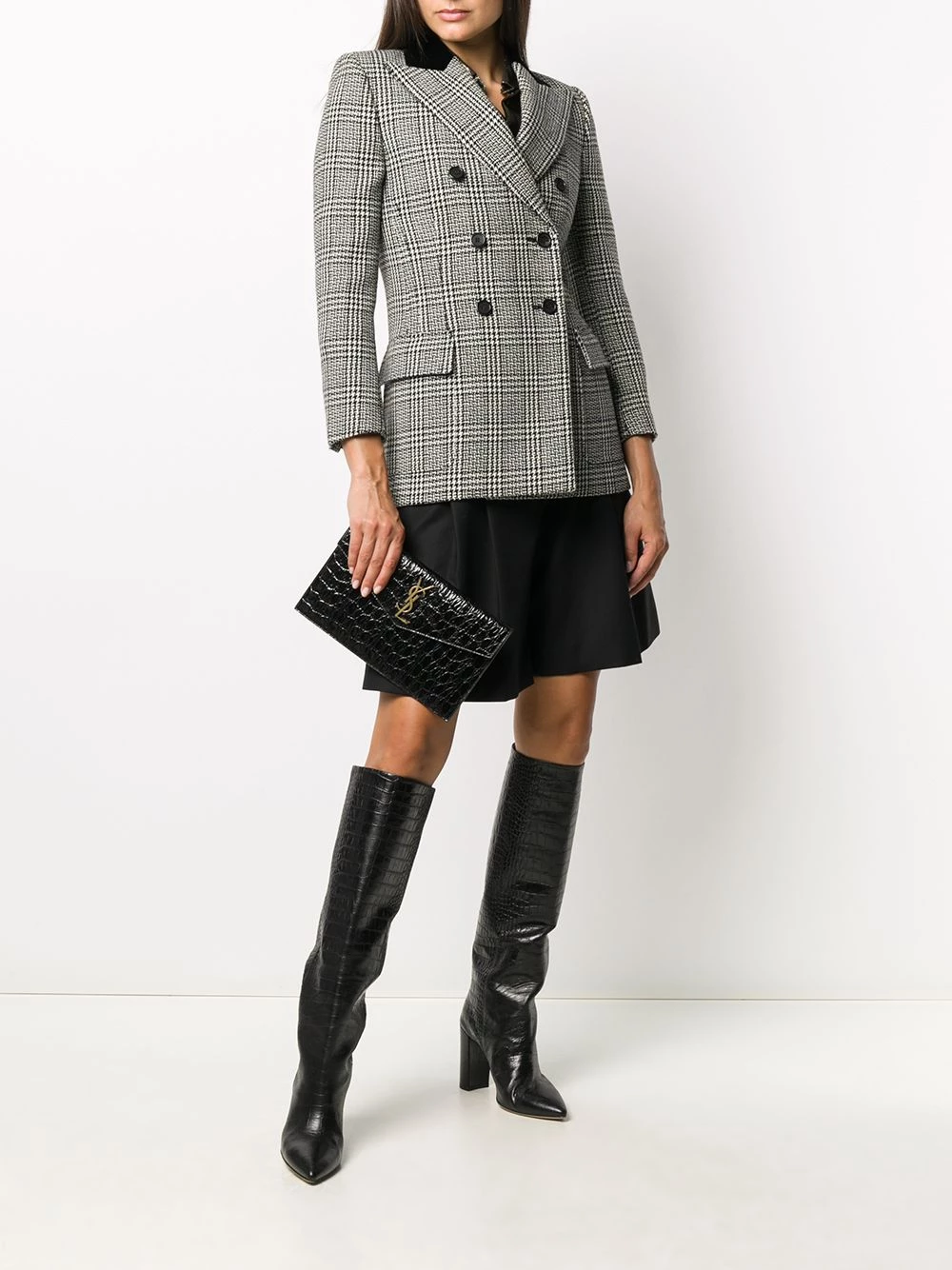 Saint Laurent Uptown crocodile-effect monogram clutch