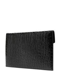 Saint Laurent Uptown crocodile-effect monogram clutch