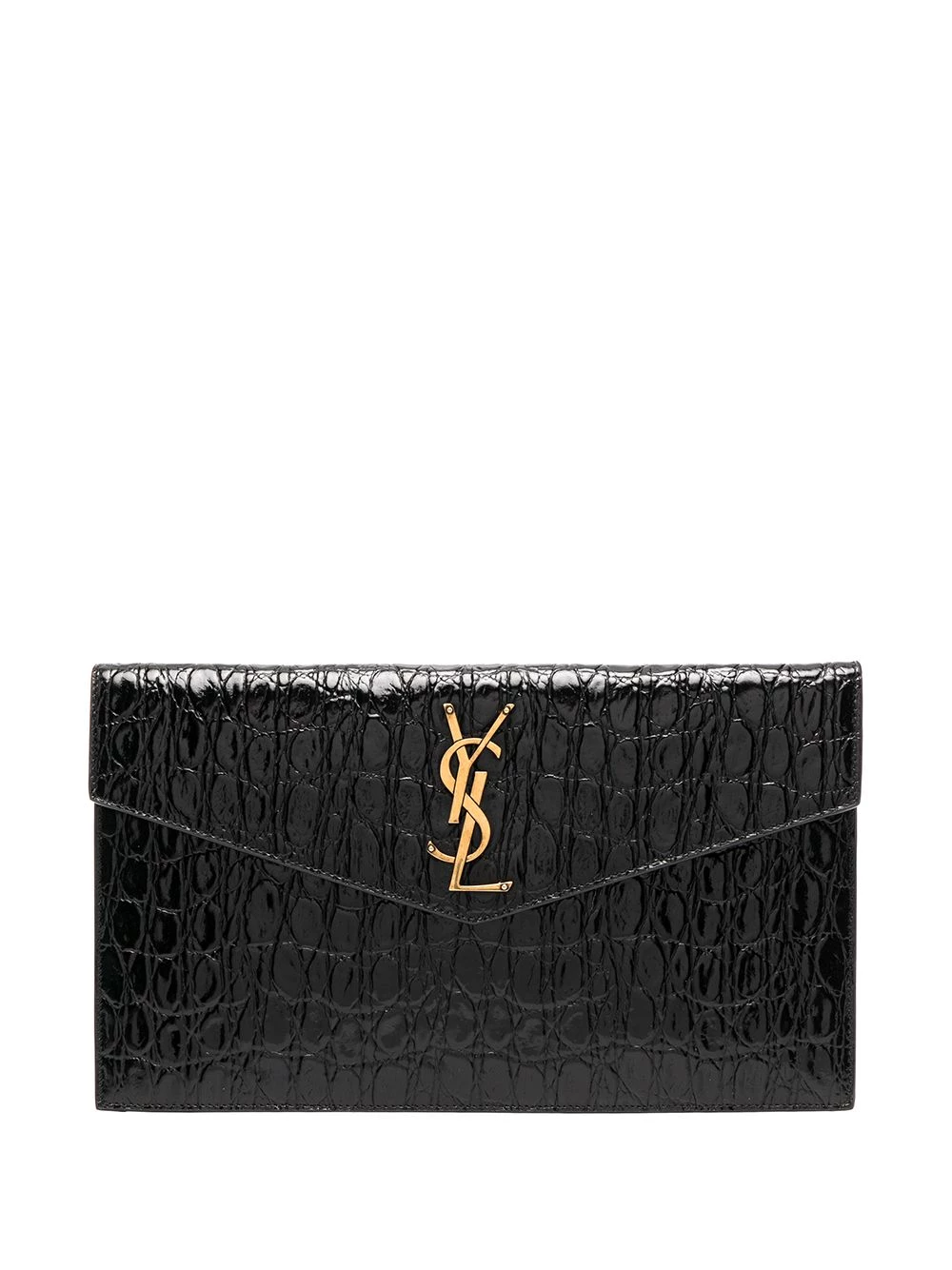 Saint Laurent Uptown crocodile-effect monogram clutch