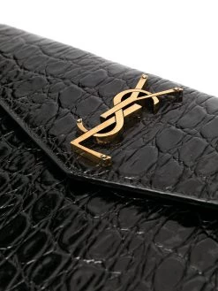 Saint Laurent Uptown crocodile-effect monogram clutch
