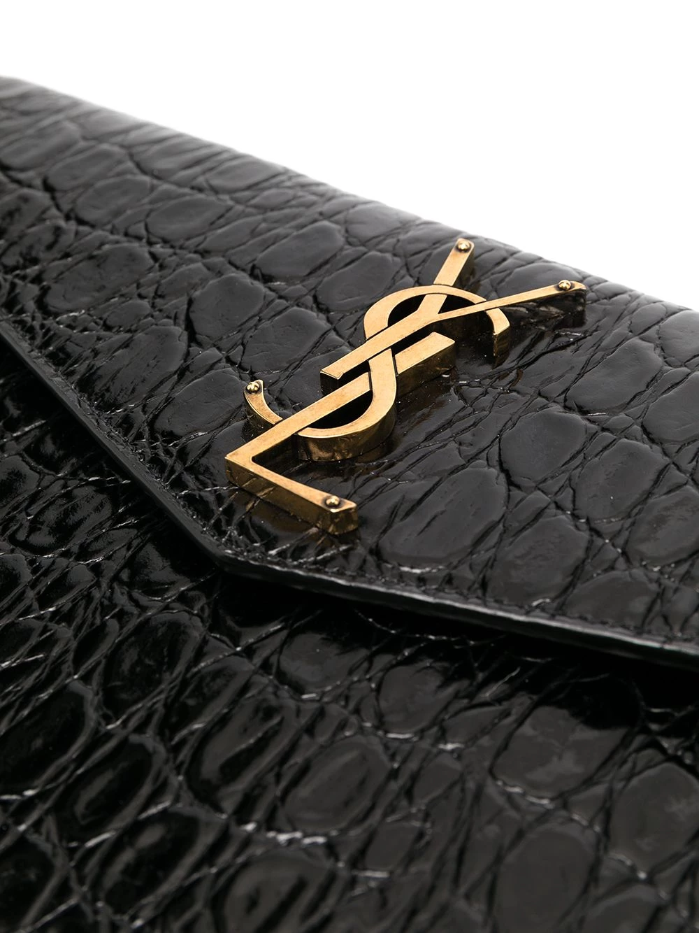 Saint Laurent Uptown crocodile-effect monogram clutch