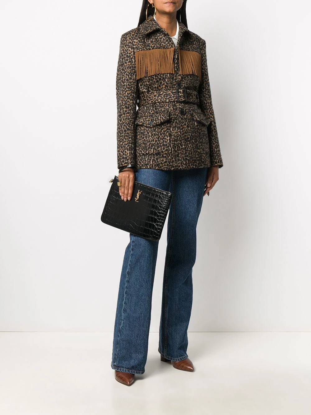 Saint Laurent crocodile-embossed tablet-holder pouch bag