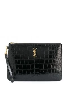 Saint Laurent crocodile-embossed tablet-holder pouch bag