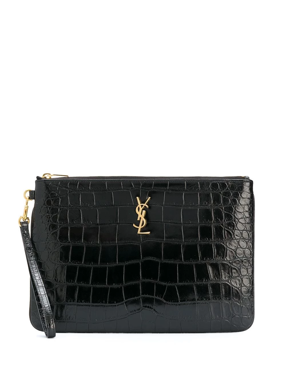Saint Laurent crocodile-embossed tablet-holder pouch bag