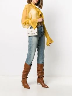 Saint Laurent Uptown crocodile-embossed chain wallet