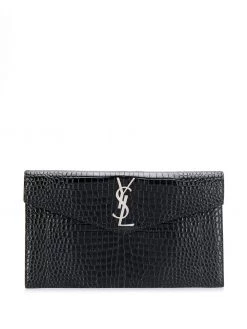 Saint Laurent Uptown crocodile-effect clutch