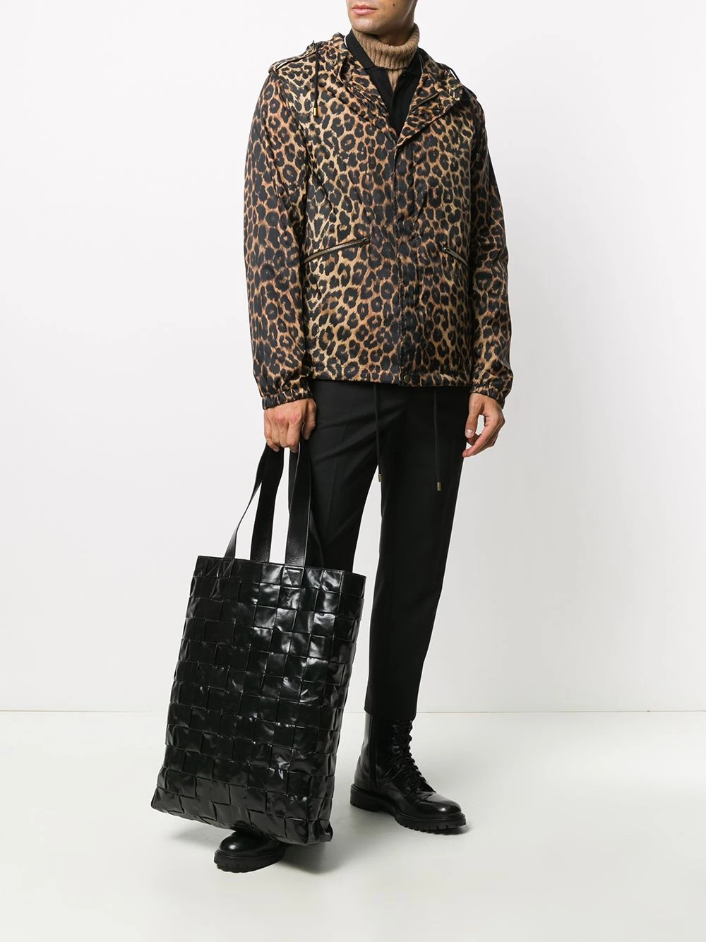 Saint Laurent leopard-print hooded jacket