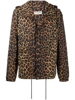 Saint Laurent leopard-print hooded jacket