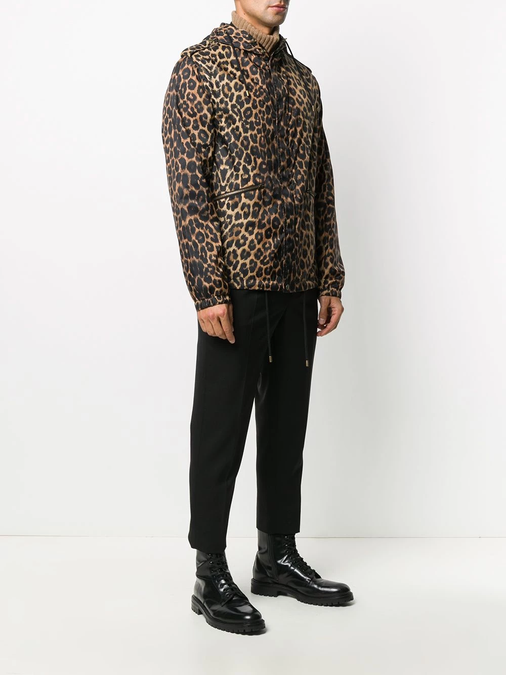 Saint Laurent leopard-print hooded jacket