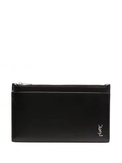 Saint Laurent logo-plaque zipped wallet