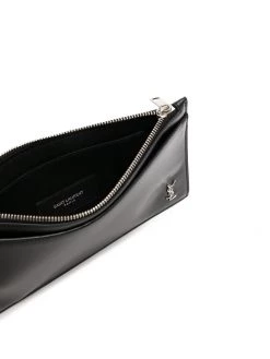 Saint Laurent logo-plaque zipped wallet