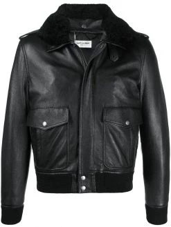 Saint Laurent oversized flight leather jacket
