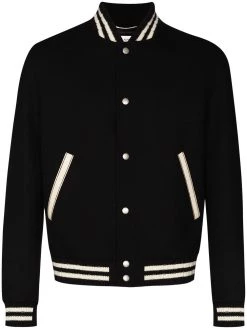 Saint Laurent logo-embroidered varsity jacket