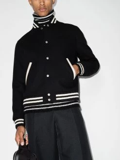 Saint Laurent logo-embroidered varsity jacket