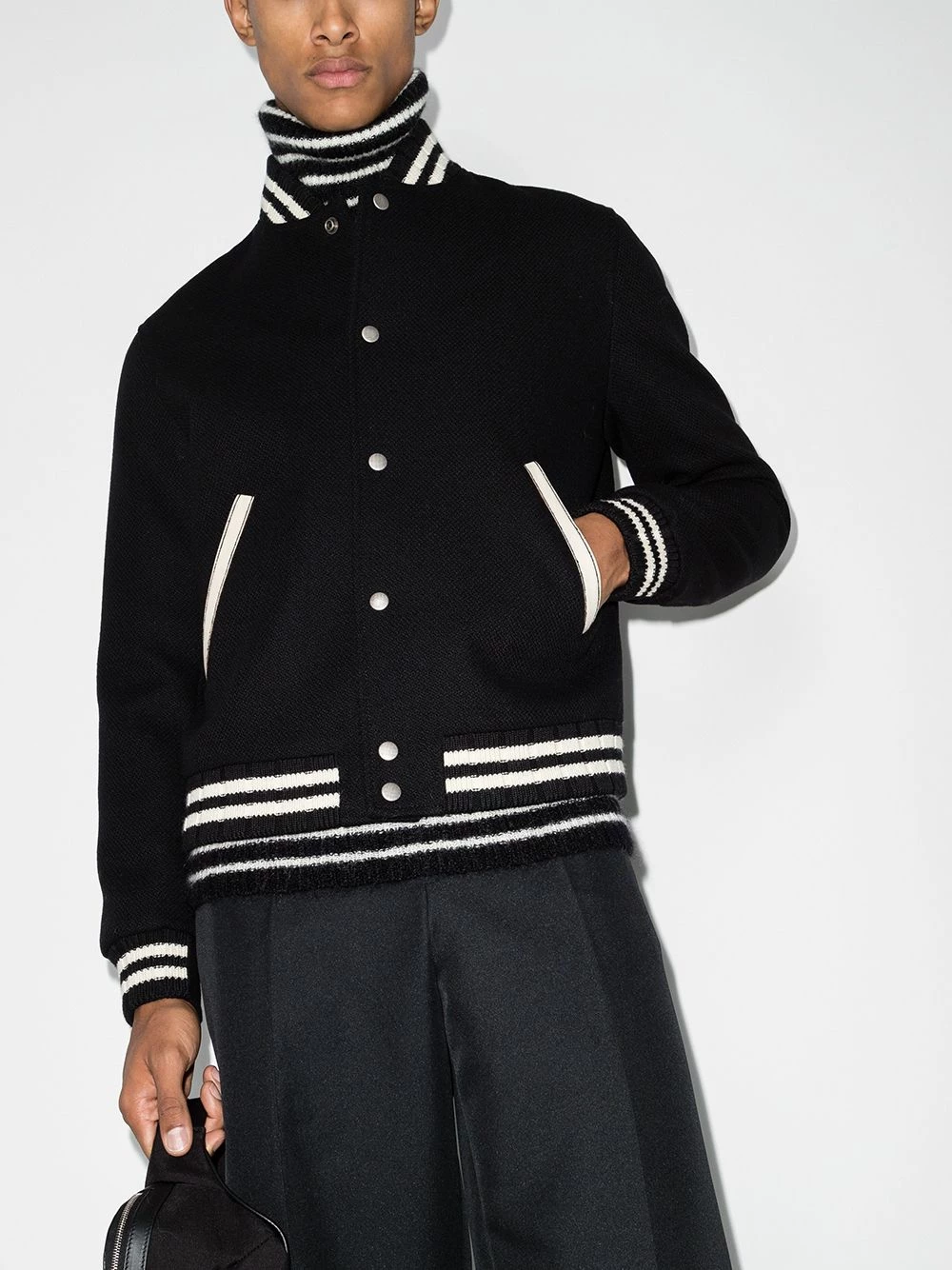 Saint Laurent logo-embroidered varsity jacket