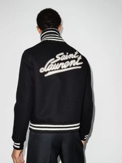 Saint Laurent logo-embroidered varsity jacket