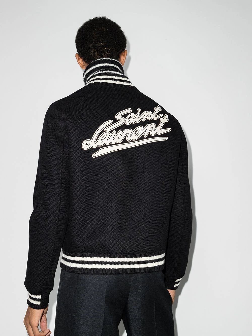 Saint Laurent logo-embroidered varsity jacket