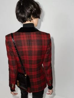 Saint Laurent double-breasted tartan pattern blazer