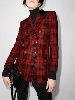 Saint Laurent double-breasted tartan pattern blazer