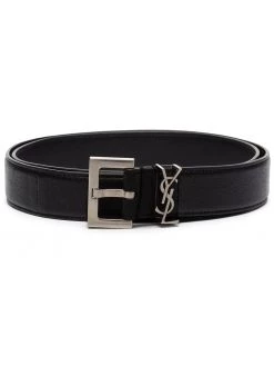 Saint Laurent monogram-plaque buckled belt