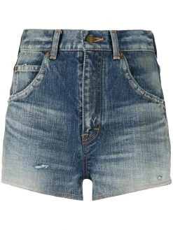 Saint Laurent destroyed denim shorts