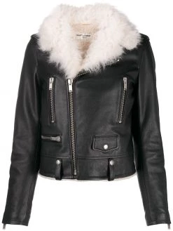 Saint Laurent shearling collar biker jacket