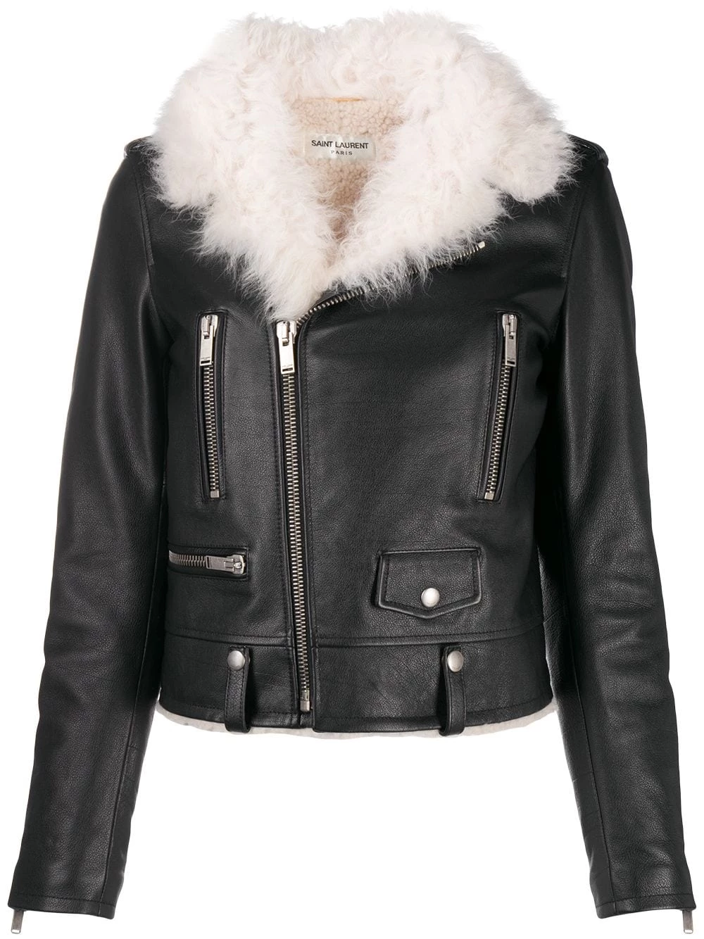 Saint Laurent shearling collar biker jacket