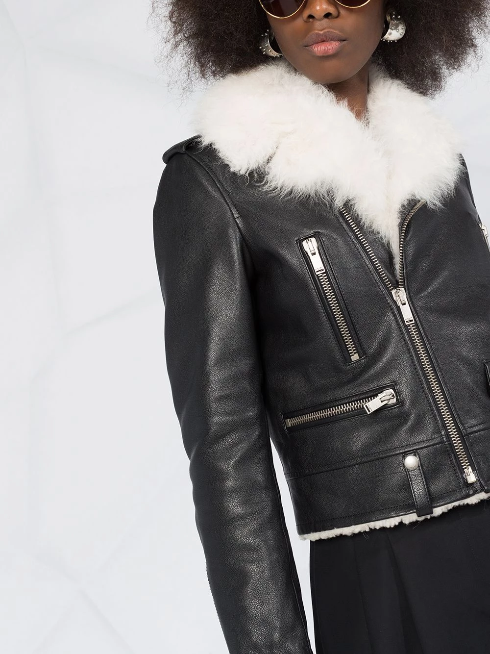 Saint Laurent shearling collar biker jacket