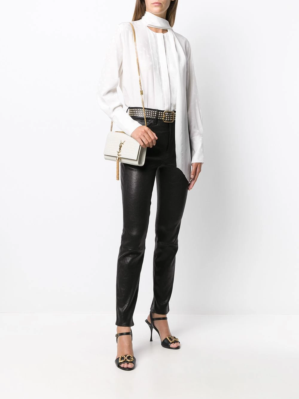 Saint Laurent Kate croc embossed shoulder bag