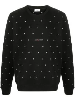 Saint Laurent logo-print eyelet-embellished sweatshirt