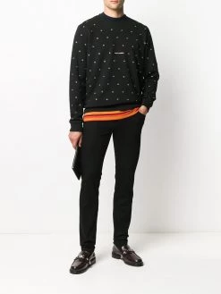 Saint Laurent logo-print eyelet-embellished sweatshirt