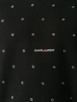 Saint Laurent logo-print eyelet-embellished sweatshirt