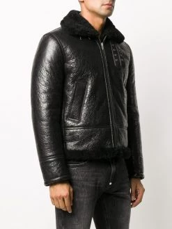 Saint Laurent long-sleeve shearling-trim jacket