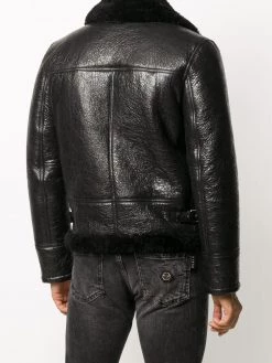 Saint Laurent long-sleeve shearling-trim jacket