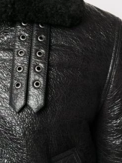 Saint Laurent long-sleeve shearling-trim jacket