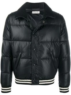 Saint Laurent stripe-trim puffer jacket