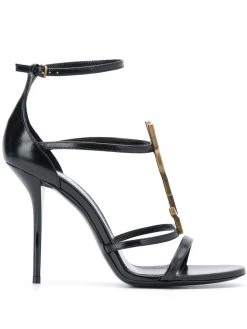 Saint Laurent strappy logo stiletto sandals