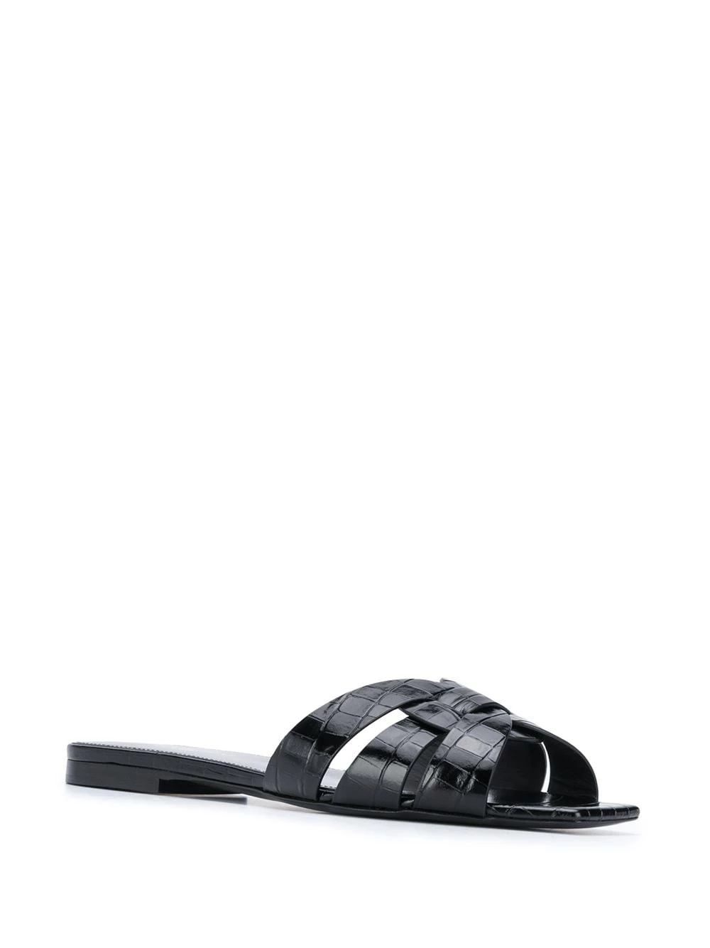Saint Laurent crocodile-effect crossover strap sandals