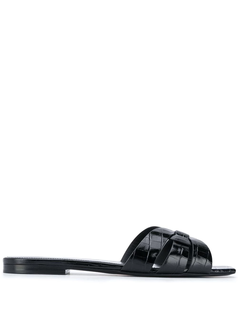 Saint Laurent crocodile-effect crossover strap sandals